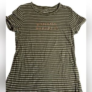 Banana Republic Olive and White Striped Tee